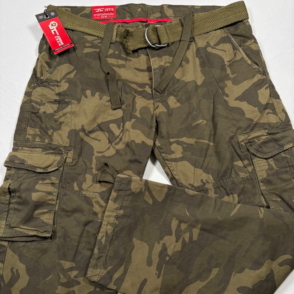 NEW Jordan Craig Cargo Pants Mens 42x33 Green Camo Belted Utility Tactical
